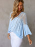 Crochet Insert Button-Down Blouse