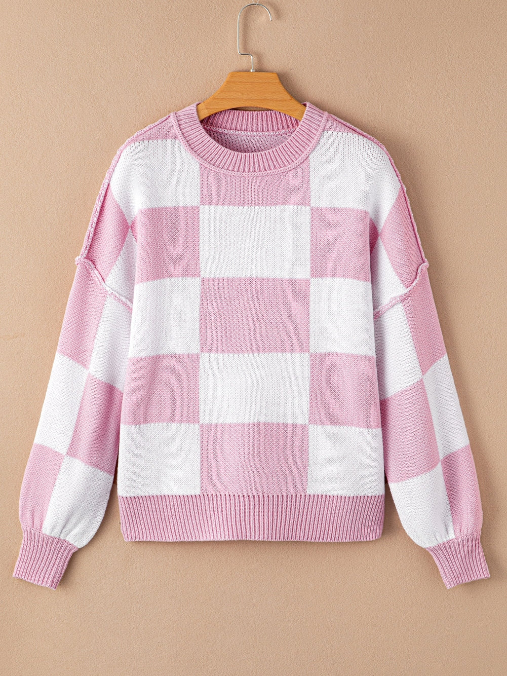 Women's Plus Size Checkered Knit Sweater