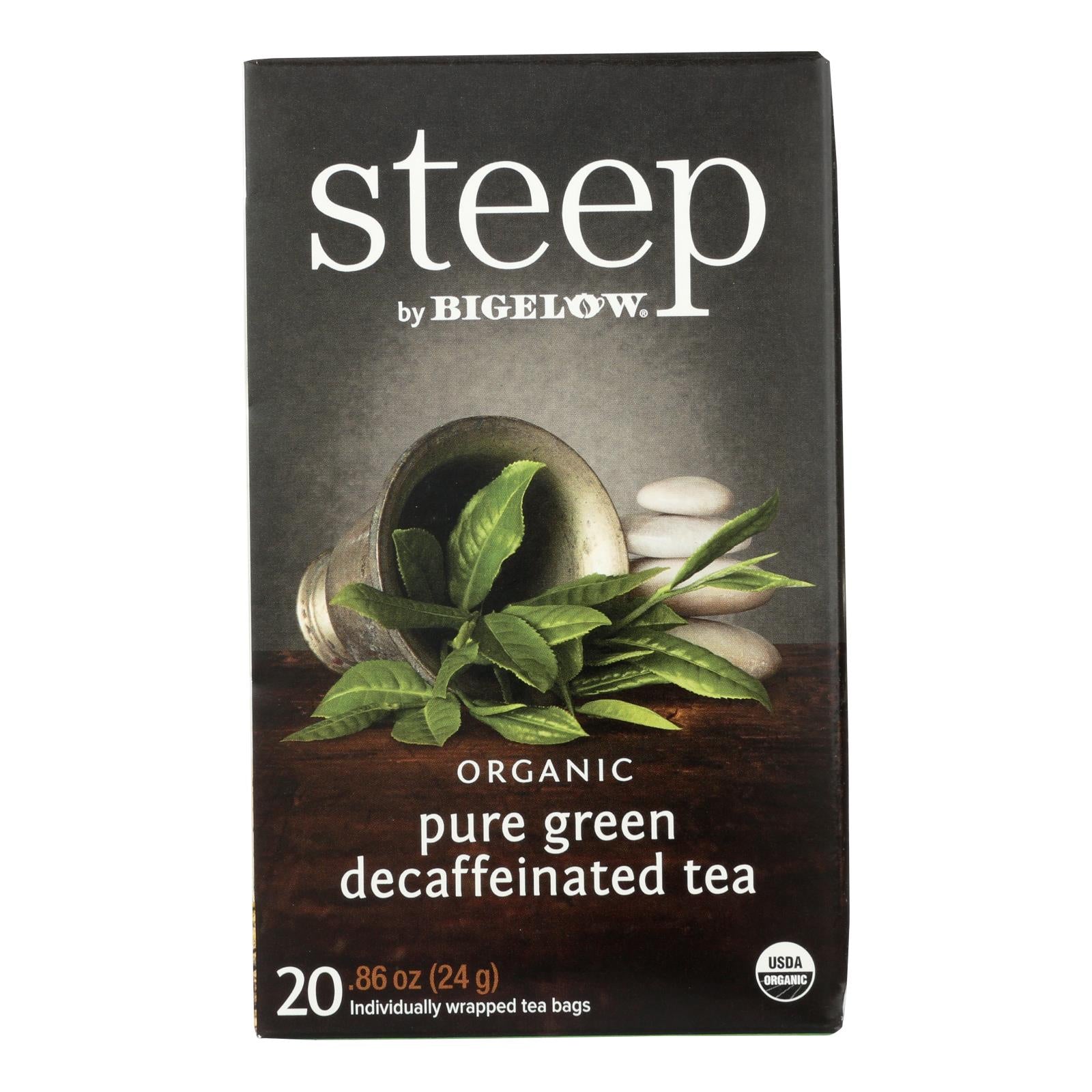 Té verde Bigelow descafeinado Pure Grin (paquete de 6) 20 bolsitas de té orgánico