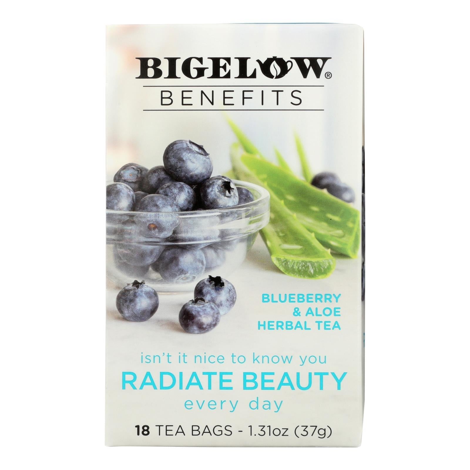 Té de Arándanos y Aloe Bigelow Tea Radiate Beauty (Paquete de 6 - 18 bolsitas)