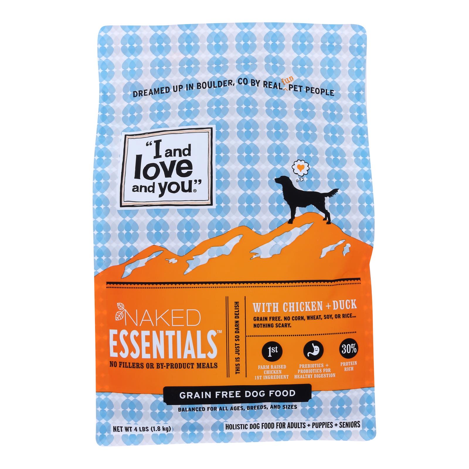 Pienso para perros "I and Love and You", sabor a pollo y pato (bolsas de 4 lb, paquete de 4) 