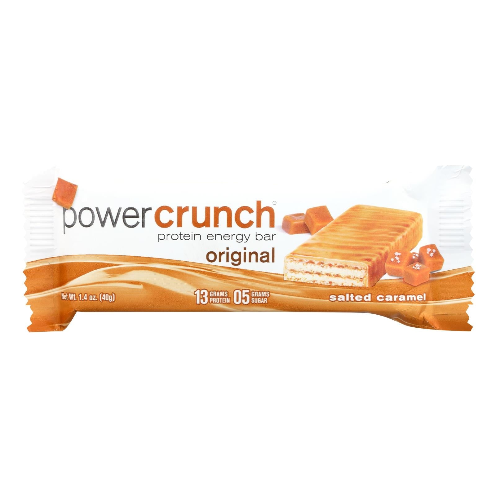 Barra Power Crunch Original con sabor a caramelo salado, 45 g, paquete de 12