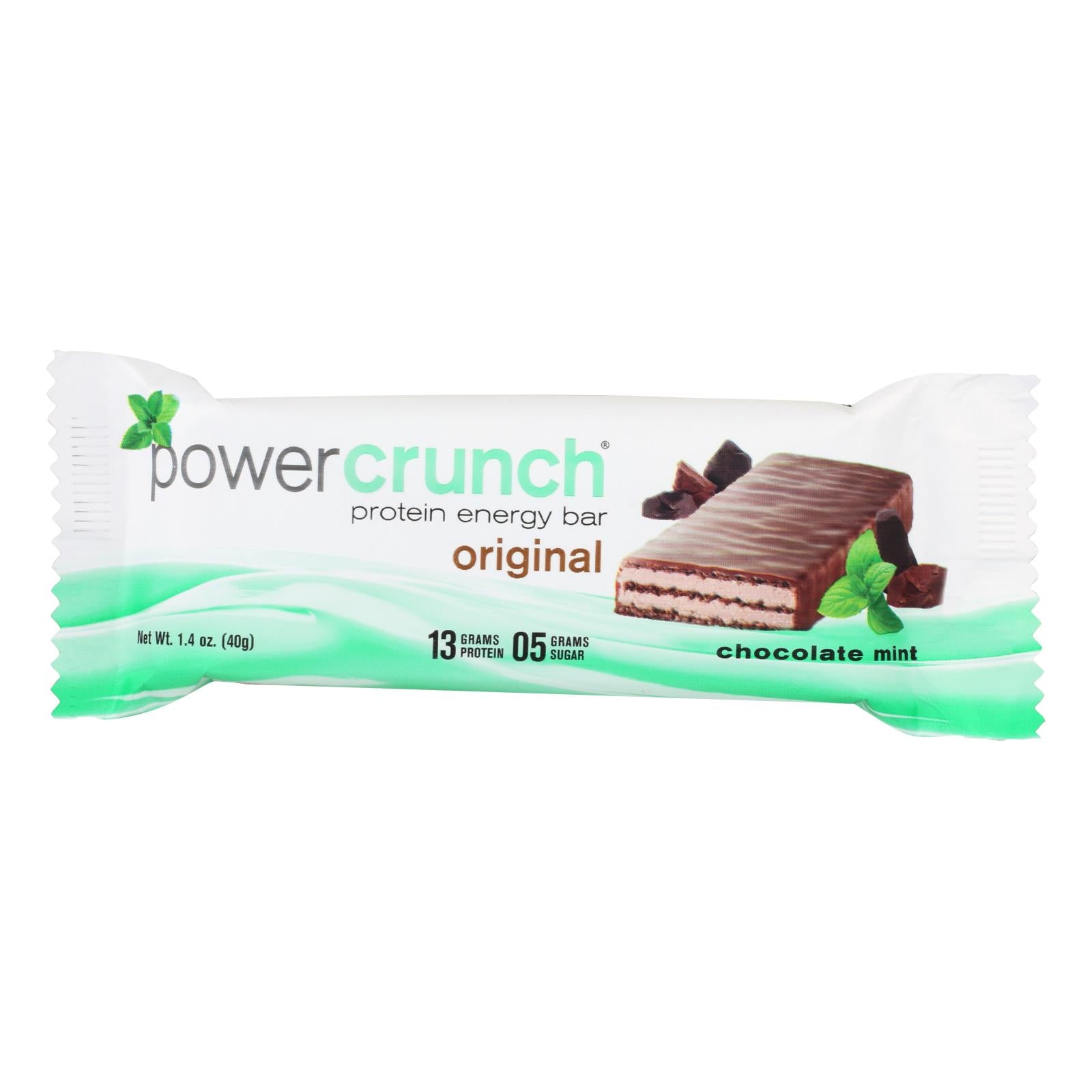 Barritas de proteína Power Crunch - Chocolate con menta original - 40 g - Caja de 12