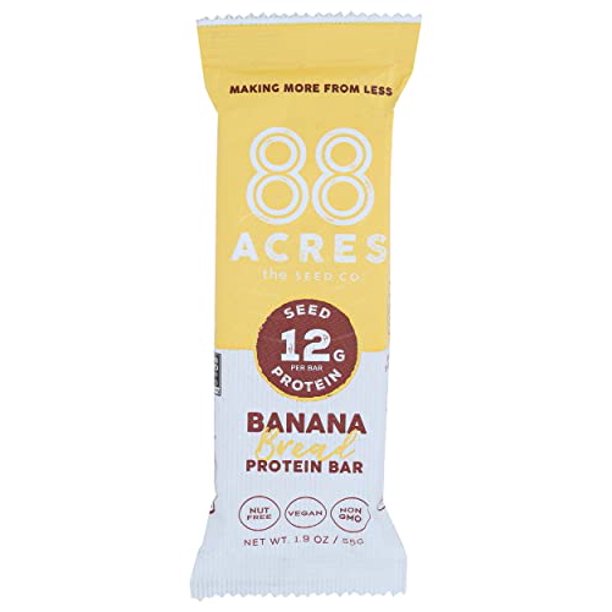 88 Acres - Barra de proteína, sabor a pan de plátano, 9 barras de 50 g