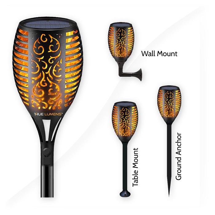 SolaFlame® | Luz solar exterior con llama parpadeante de 96 LED | Atardecer a amanecer | Paquete de 2 