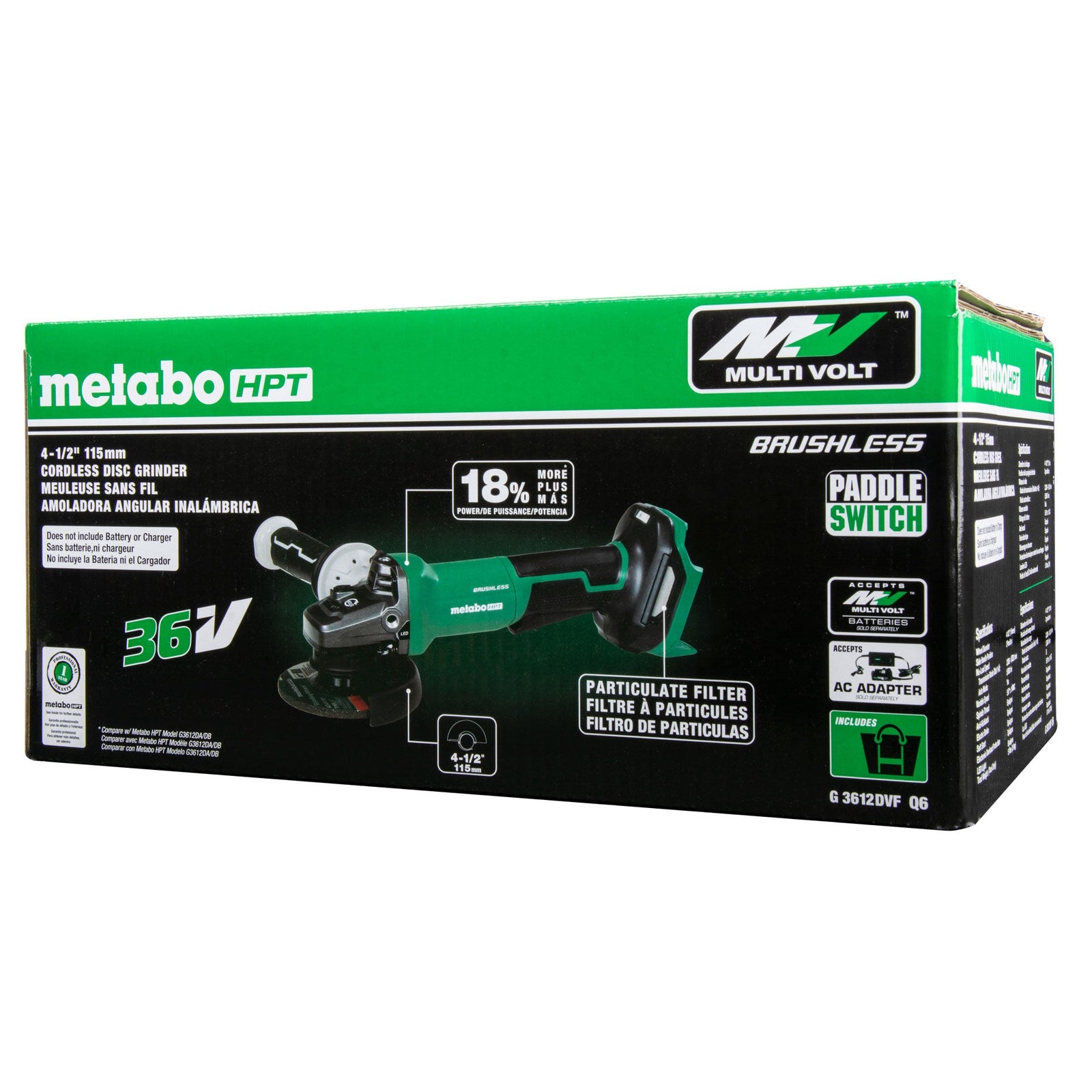 Metabo HPT G3612DVFQ6M 36V MultiVolt 4-1/2