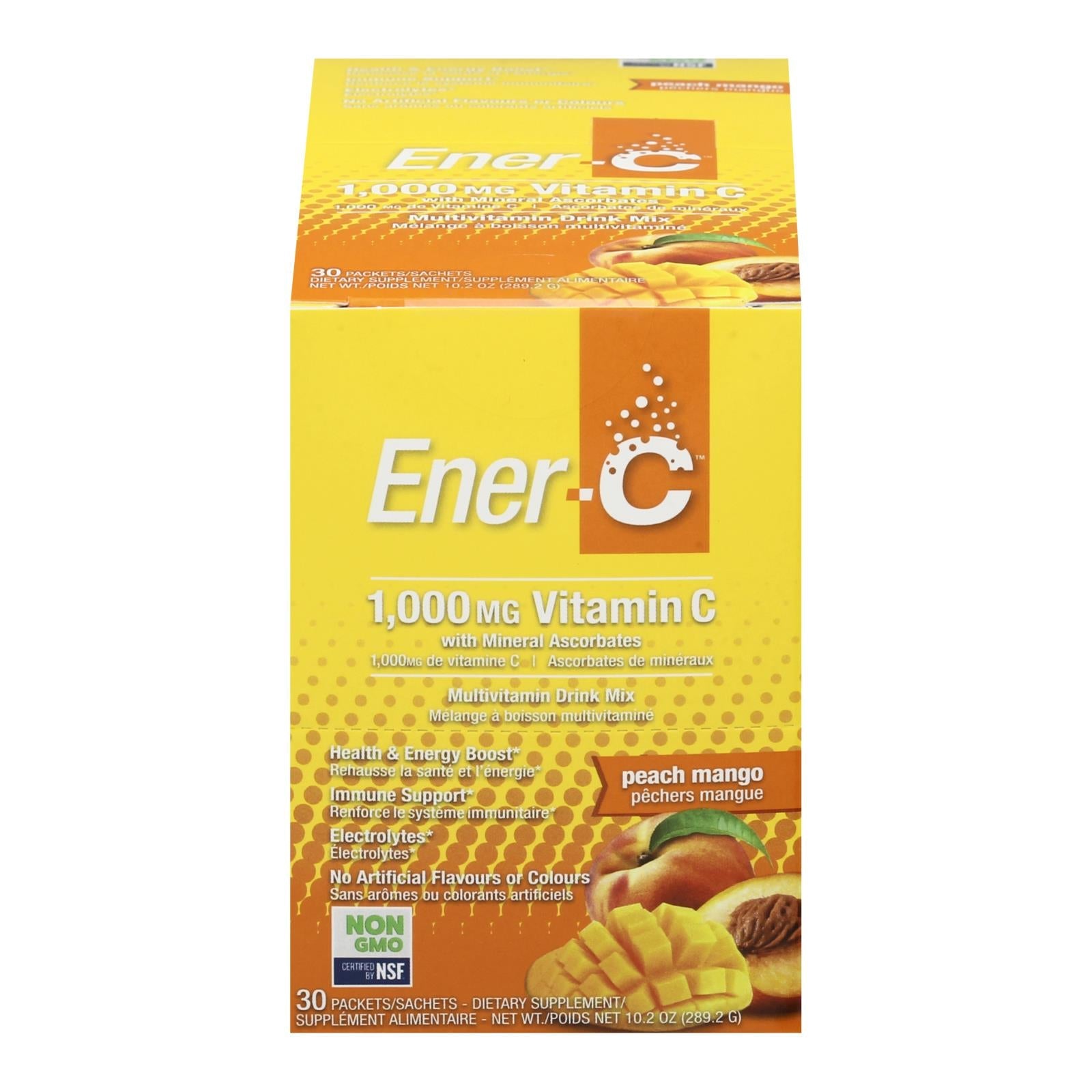 Ener-C 1000 mg Mezcla de bebida efervescente de melocotón y mango - 30 sobres 
