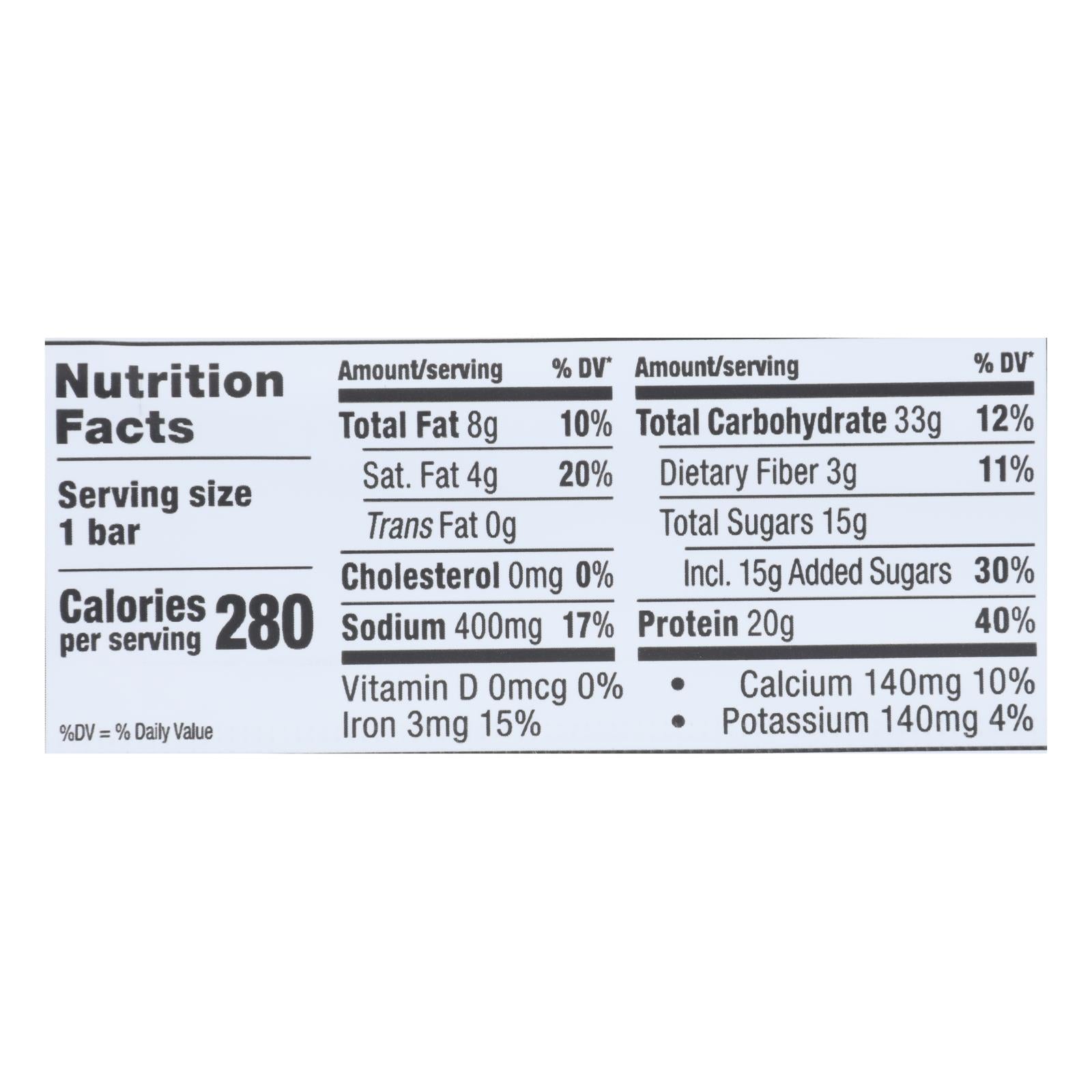 Barra energética Pro Bar Cookie Dough Core - Caja de 12 - 2.46 oz cada una