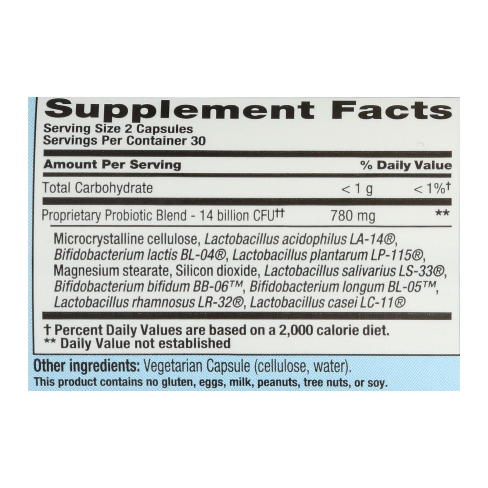Probiótico PB8 Acidophilus de por vida de Nutrition Now - 500 mg, 60 cápsulas vegetarianas
