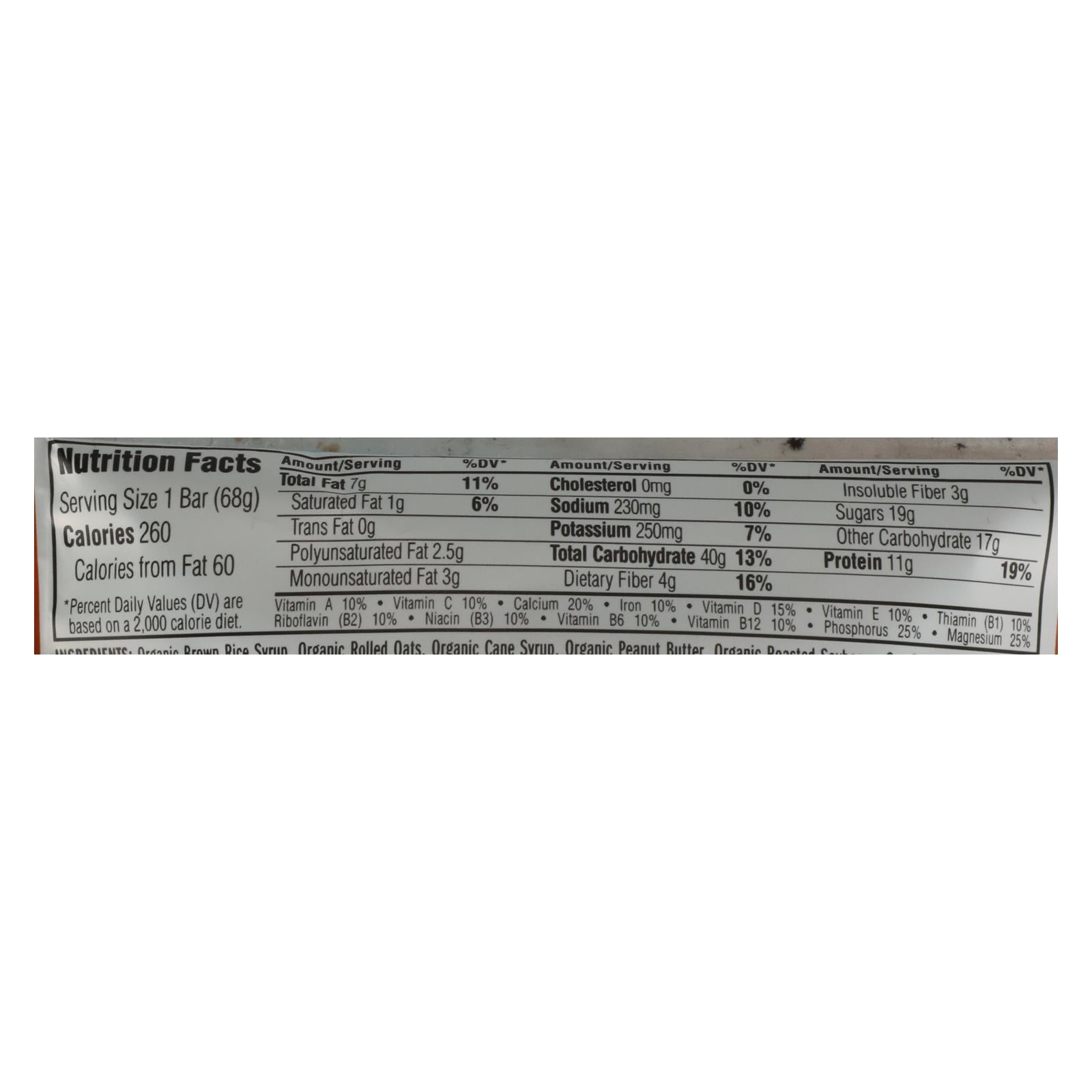 Clif Bar Organic Crunch Peanut Butter, Barras de 2.4 oz (Caja de 12)