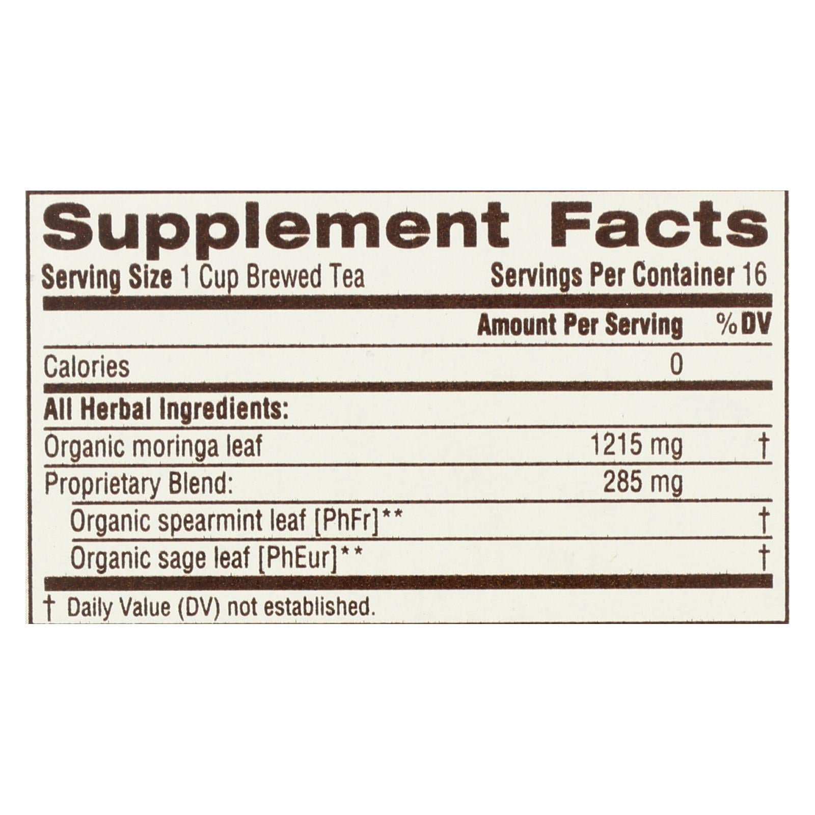 Té de hierbas orgánico de moringa, menta y salvia de Traditional Medicinals, 6 paquetes de 16 bolsitas