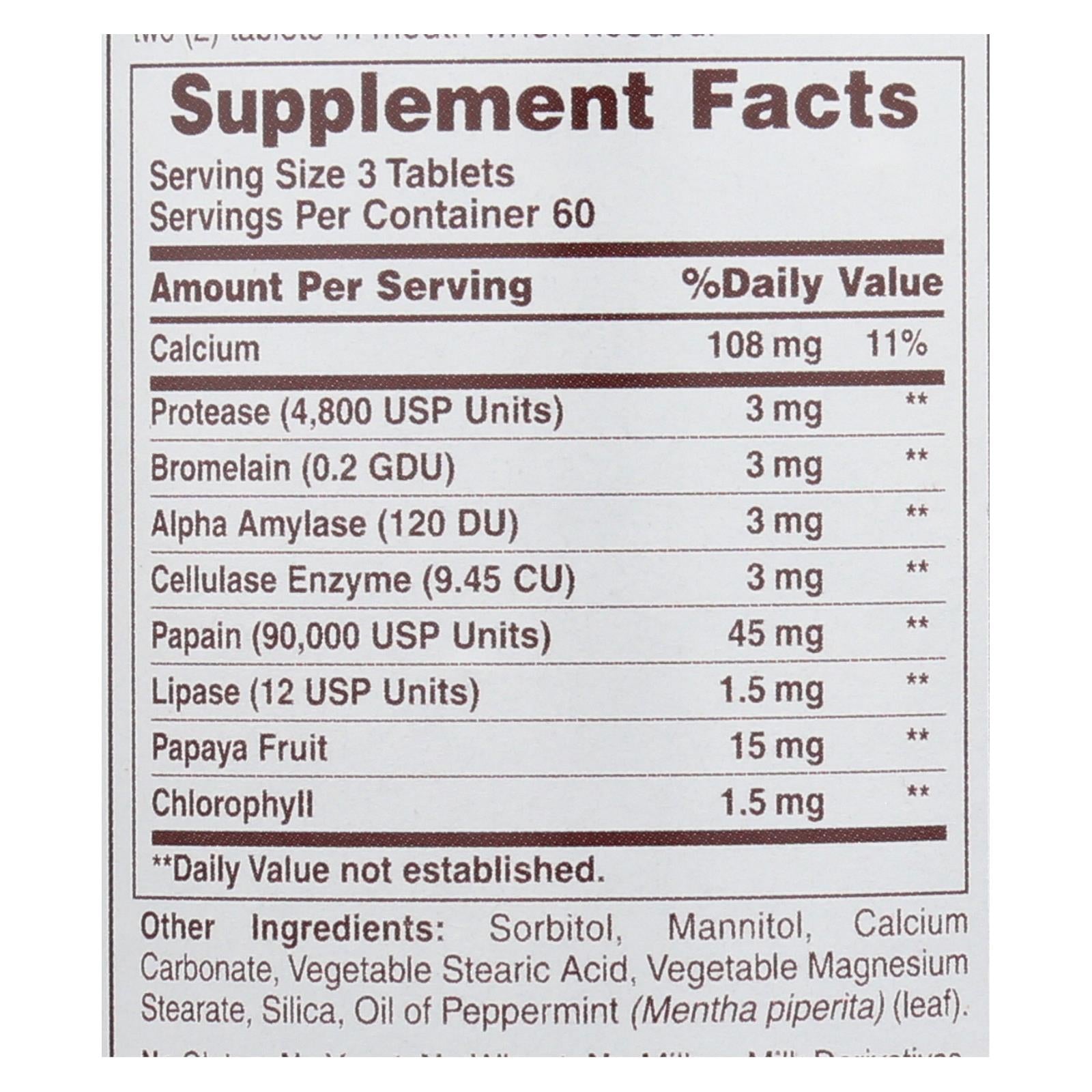 Super Papaya Enzyme Plus Masticable de American Health - 180 Tabletas
