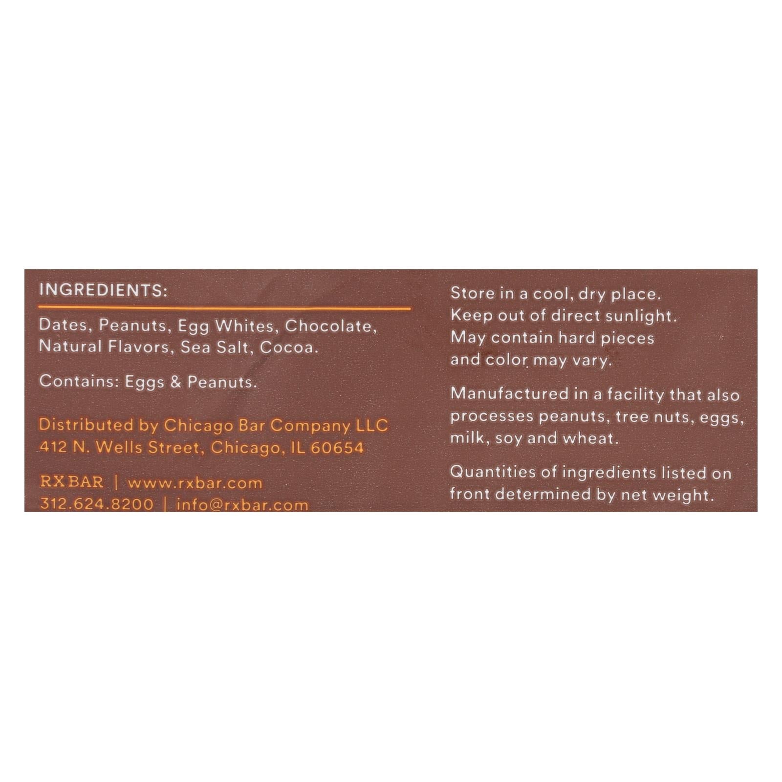 Rxbar - Barra de proteína - Mantequilla de maní con chocolate - Caja de 12 - 1.83 oz.