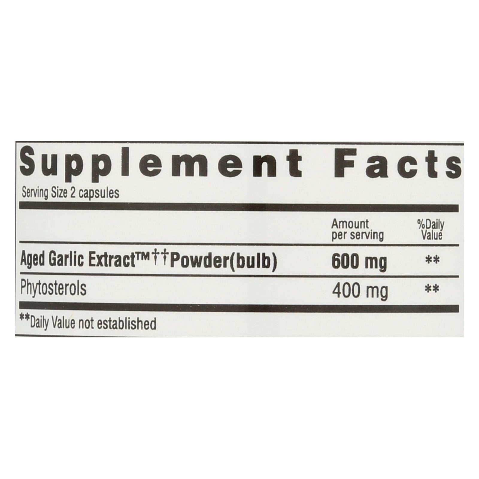 Extracto de ajo añejo Kyolic Phytosterols Formula 107 - 80 cápsulas