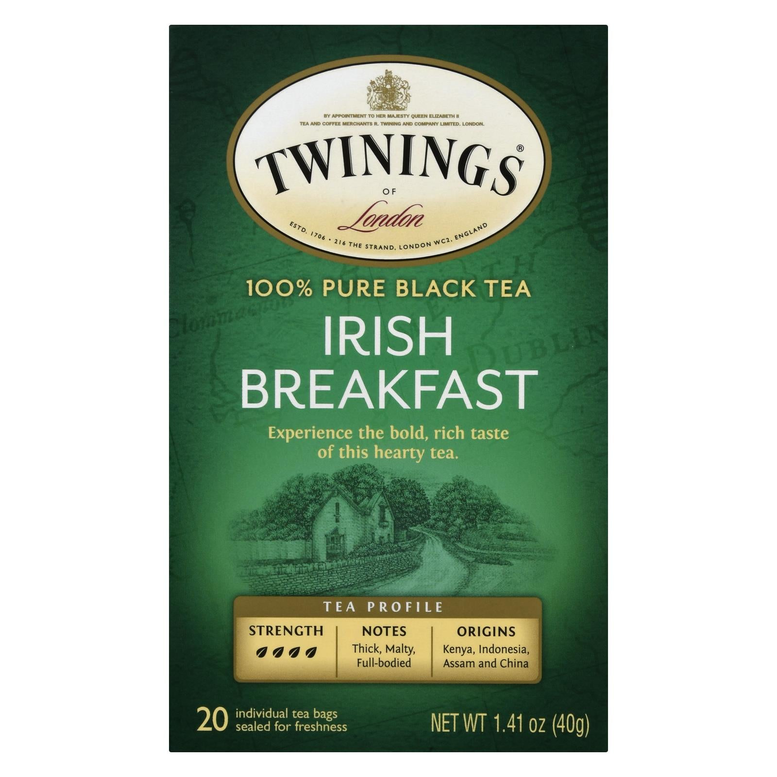 Bolsitas de té negro Twinings Irish Breakfast (paquete de 6 - 20 unidades)