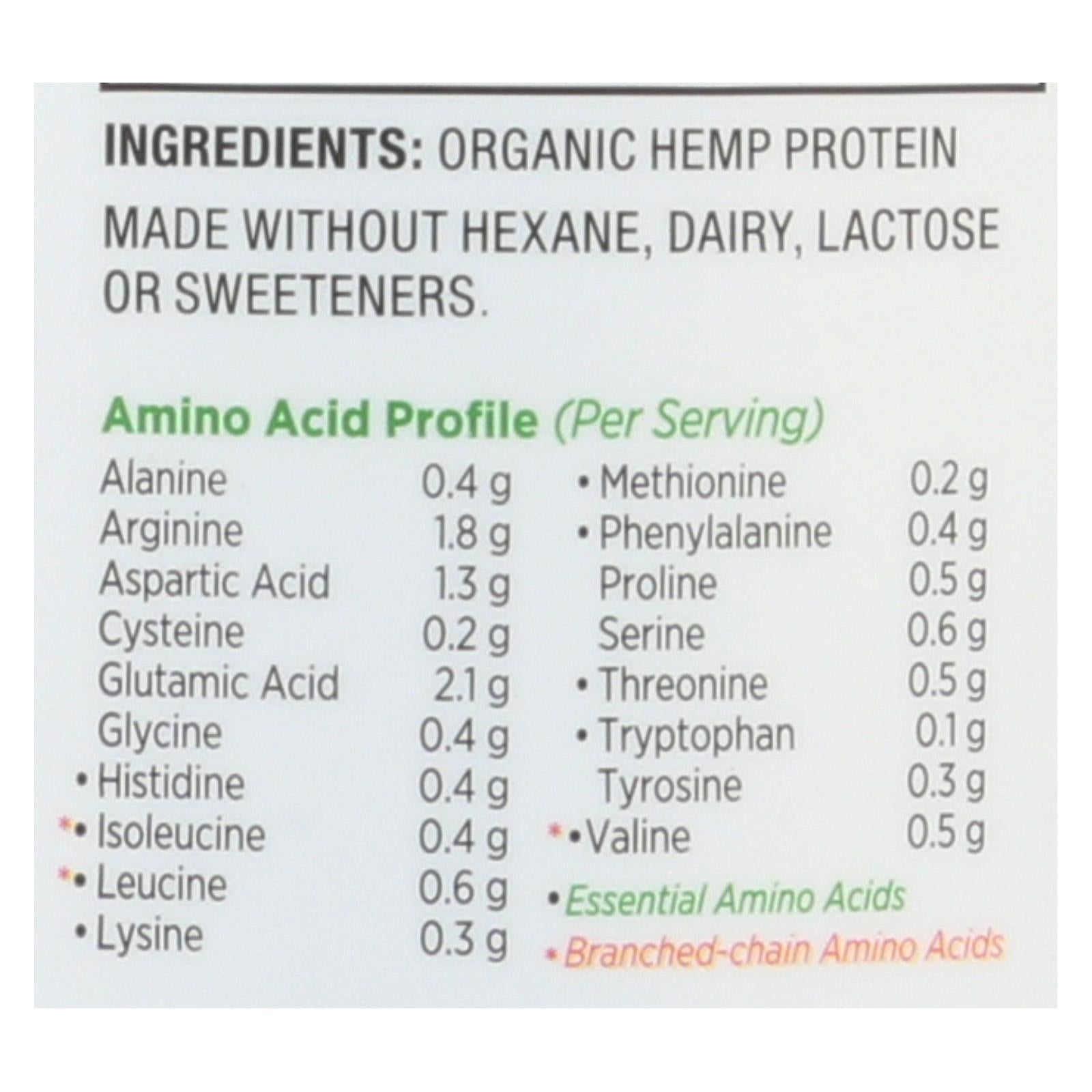Proteína de cáñamo orgánica Nutiva con alto contenido de fibra, 16 oz.