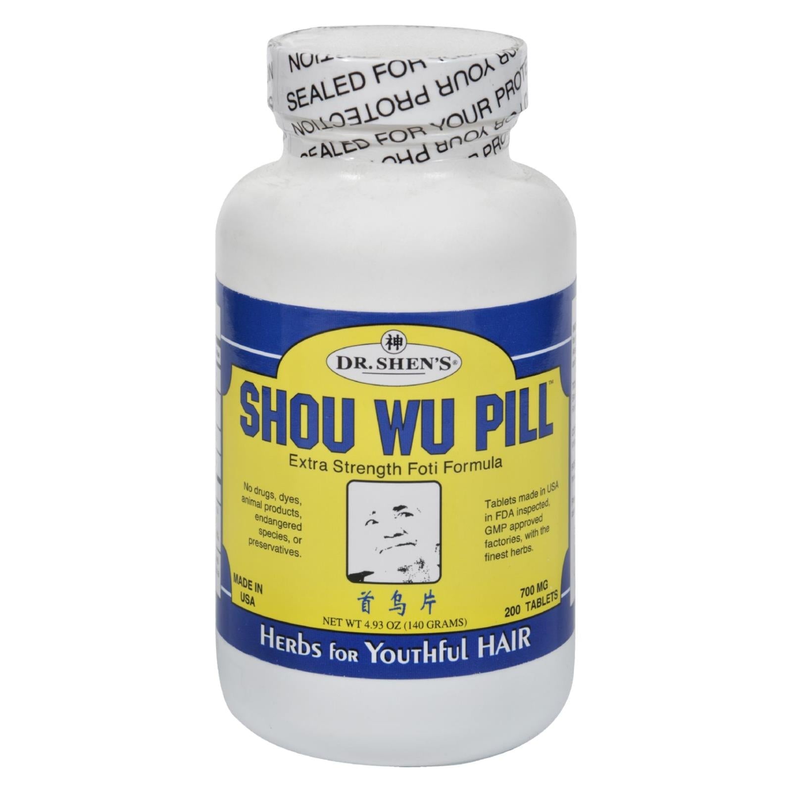 Fórmula capilar juvenil Shou Wu del Dr. Shen (200 comprimidos - 700 mg)