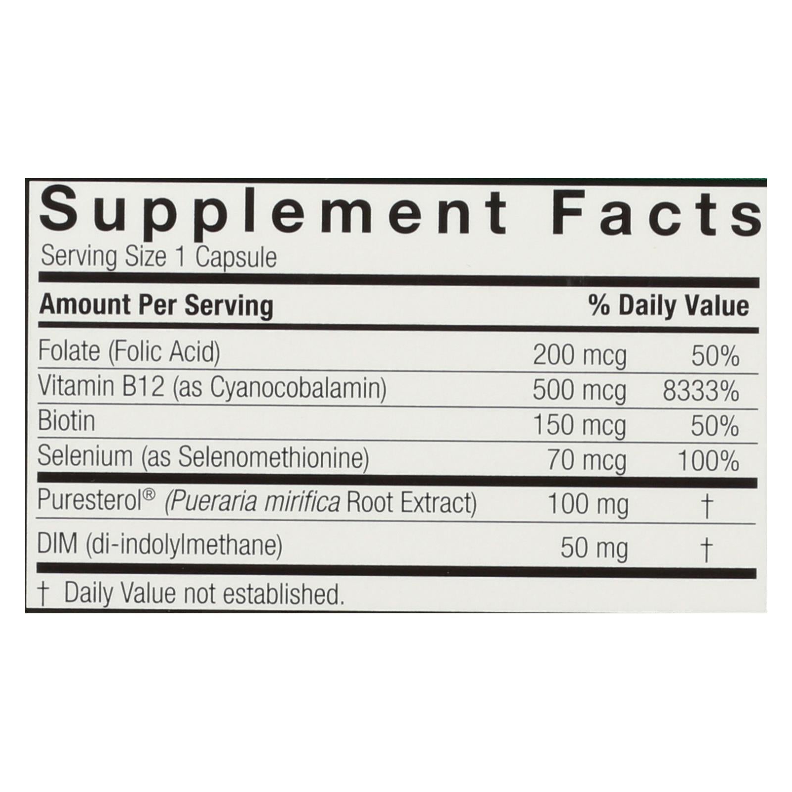 Pueraria Mirifica de Nature's Answer, suplemento hormonal para mujeres - 60 cápsulas vegetarianas