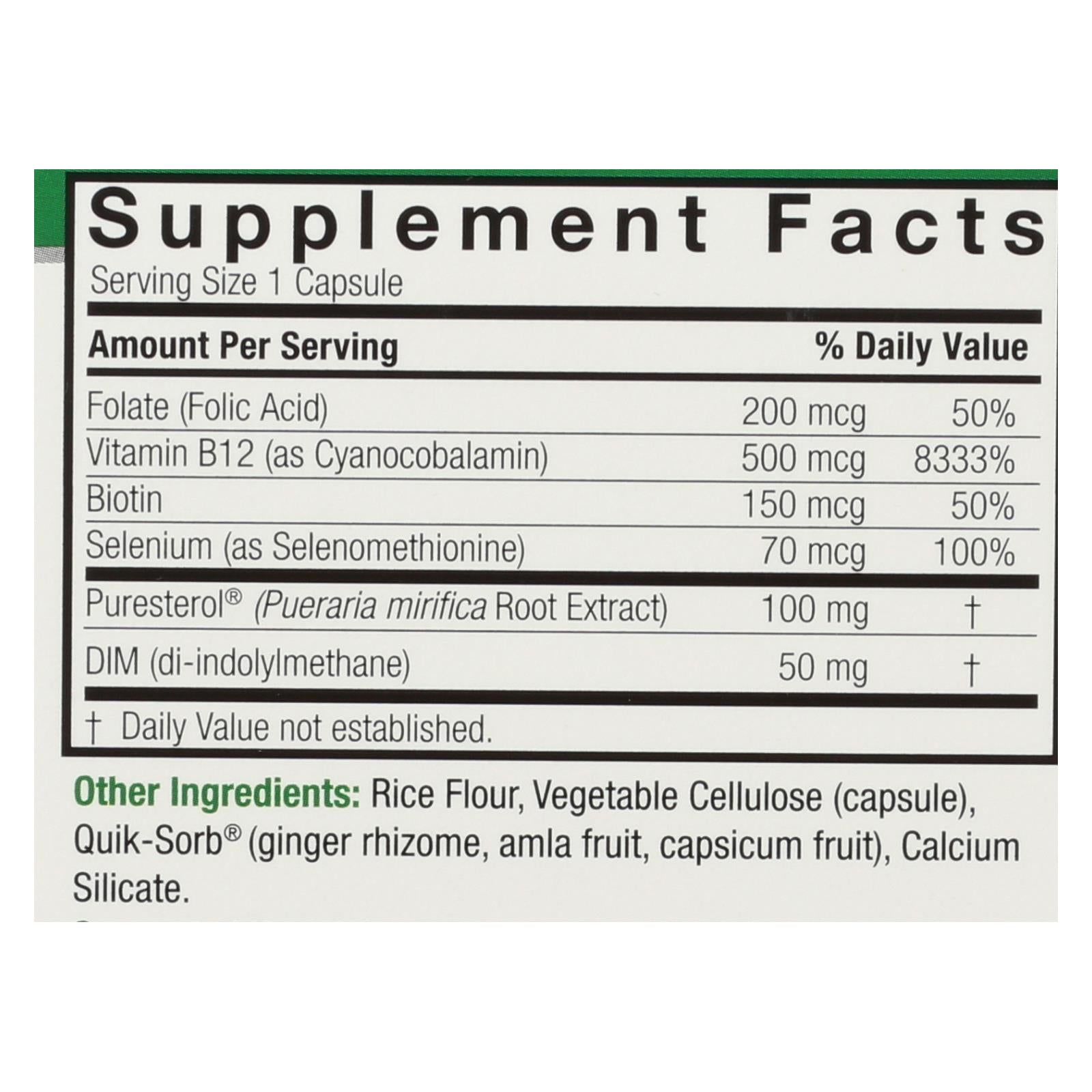 Pueraria Mirifica de Nature's Answer, suplemento hormonal para mujeres - 60 cápsulas vegetarianas