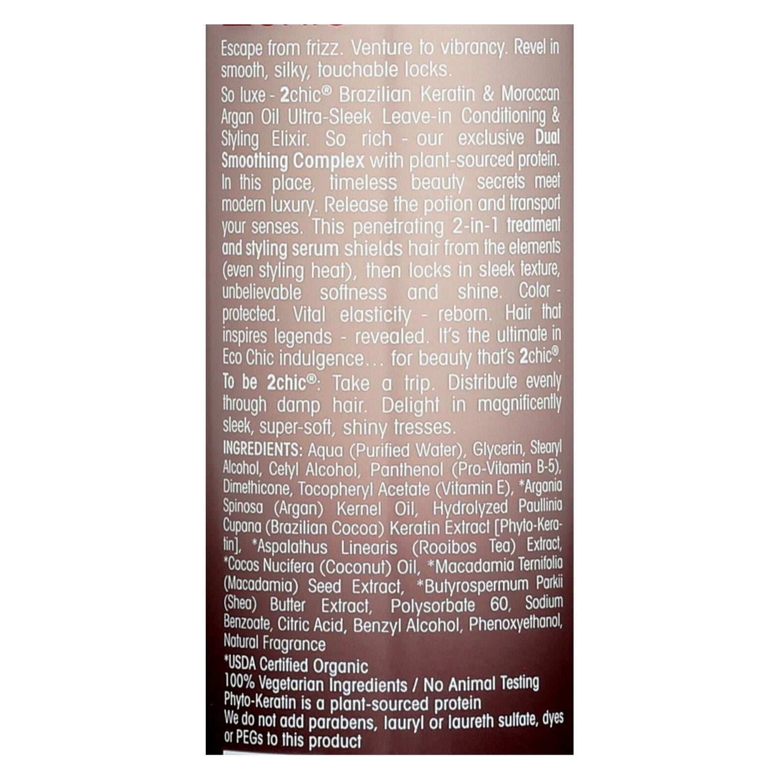 Acondicionador y elixir de peinado sin enjuague Giovanni 2chic Ultra-Sleek con keratina brasileña y aceite de argán - 113 ml 