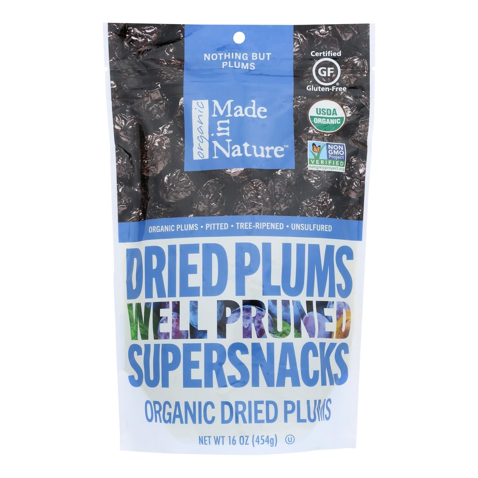 Ciruelas secas Made In Nature, paquete de 6 de 16 oz