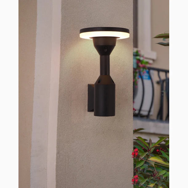 Lámpara de pared LED impermeable para exteriores, creativa, de color negro, para balcón, patio y porche