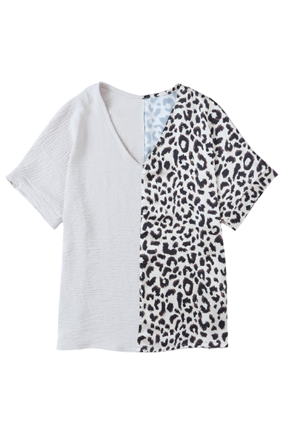 Leopard Print and Solid Color Blouse