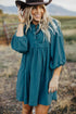 3/4 Sleeve Button-Front Mini Dress