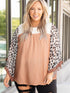 Statement Plus Size Top with Leopard Sleeves