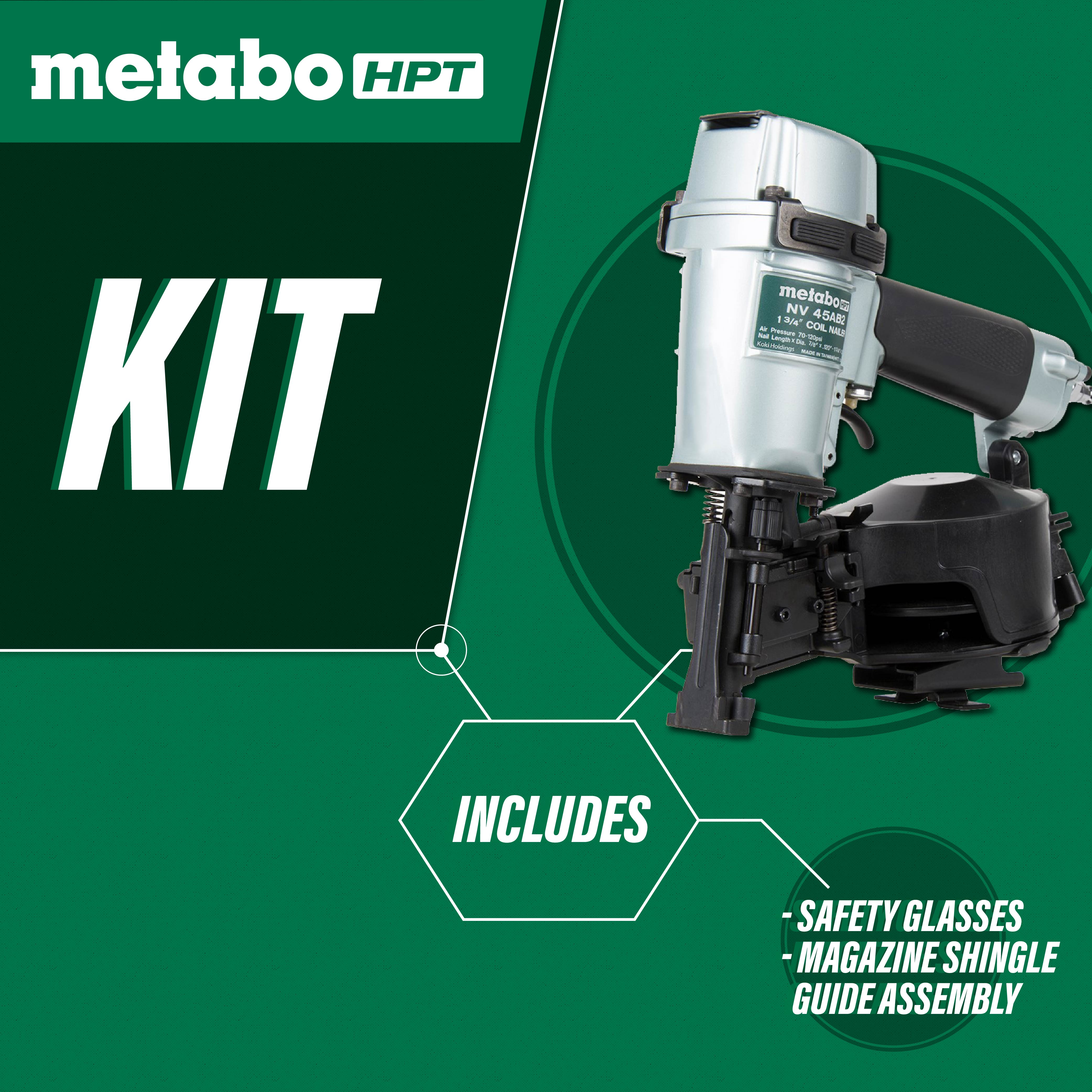 Metabo HPT NV45AB2M 1-3/4 In. Coil Roofing Nailer