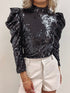 Sequin Embellished Mock Neck Top