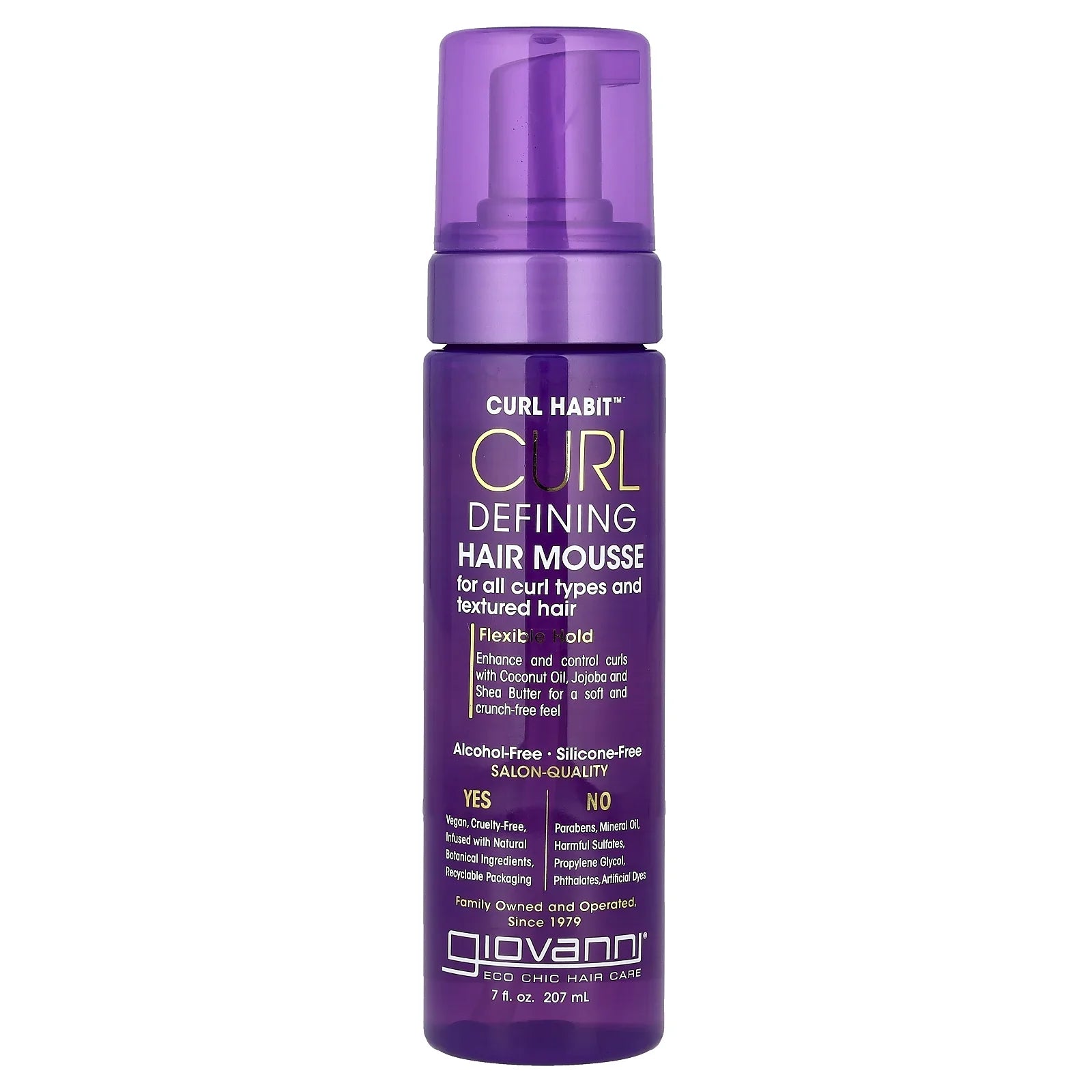 Productos para el cuidado capilar Giovanni - Mousse para definir rizos, 7 fl oz - Potenciador de rizos voluminizador