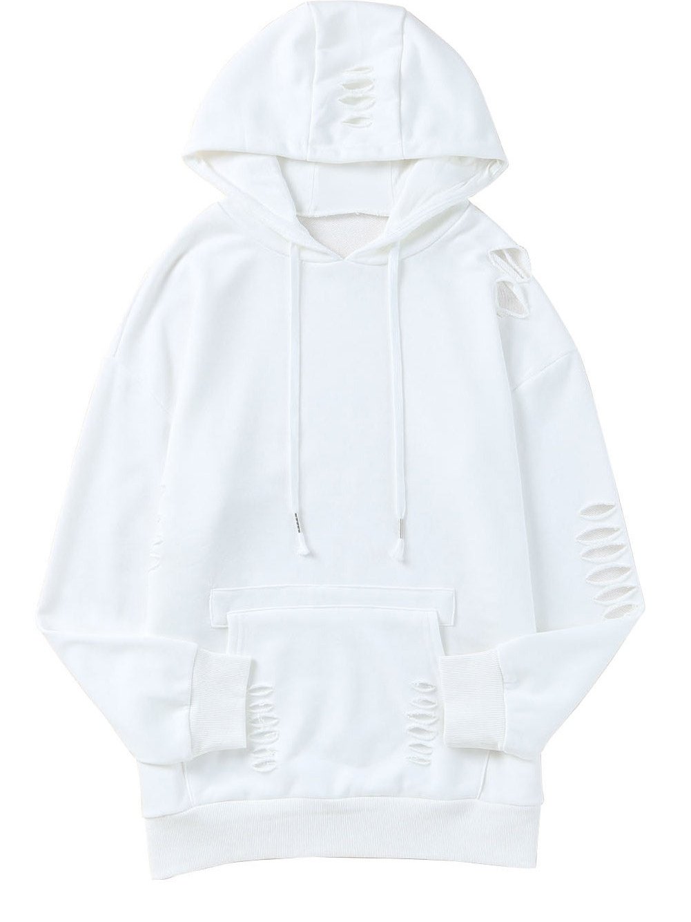 Stylish Pocket Hoodie with Distressed Detailing