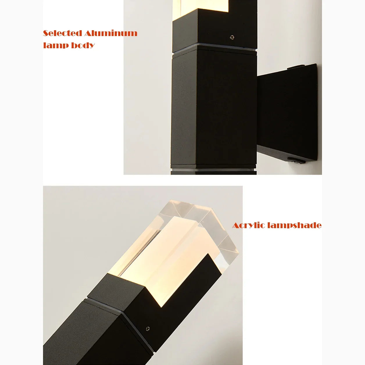 Lámpara de pared LED impermeable para exteriores, moderna, de color negro, para villas y porches
