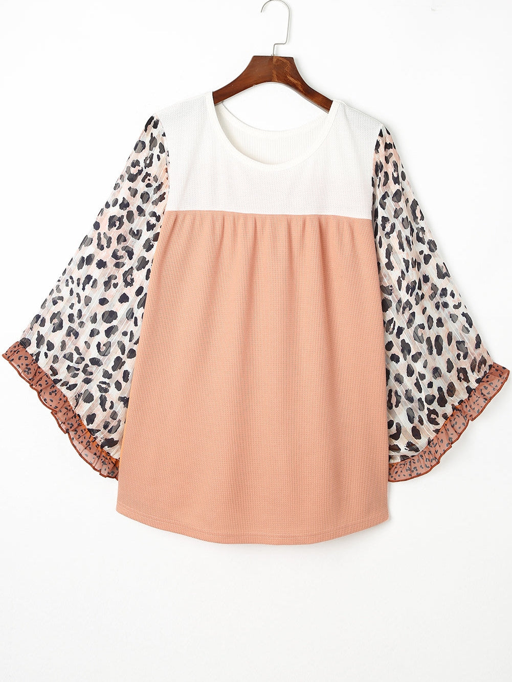Statement Plus Size Top with Leopard Sleeves