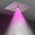 Grifo termostático para ducha empotrado de níquel cepillado de 12 pulgadas: control de 4 posiciones, iluminación LED de 64 colores, música con Bluetooth y rociadores corporales
