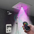 Grifo de ducha termostático de níquel cepillado de 12": control de 3 vías, LED, música Bluetooth, cabezal regular