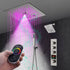 Grifo de ducha termostático de níquel cepillado de 12": control de 3 vías, LED, música Bluetooth, cabezal regular