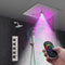 Grifo de ducha termostático de níquel cepillado de 12 pulgadas con montaje empotrado: control de 4 posiciones, LED de 64 colores, música Bluetooth y cabezal estándar 