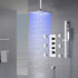 Grifo de ducha termostático de 3 vías con luz LED de 12 pulgadas, cromado, para montaje en techo, con 6 chorros corporales y barra deslizante