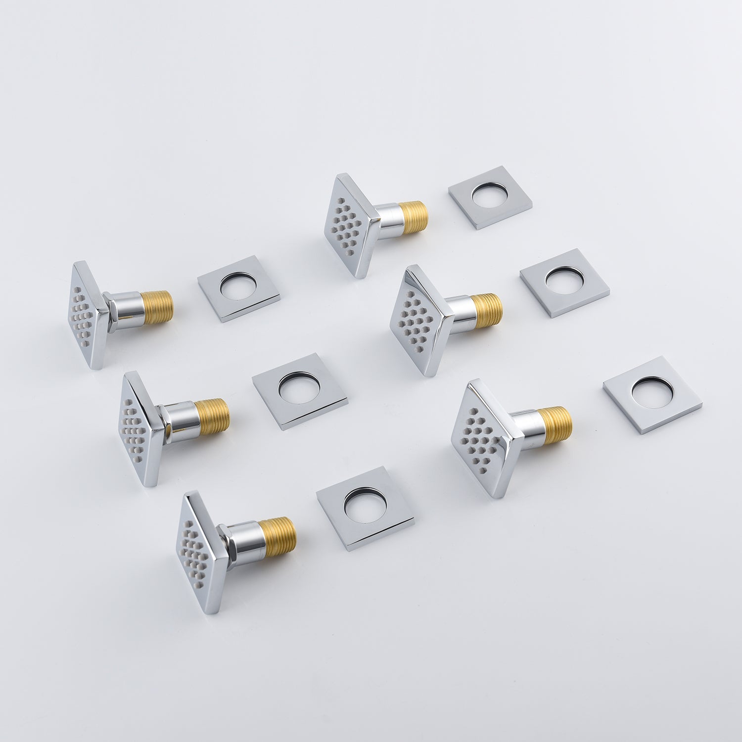 Grifo de ducha termostático de 3 vías con montaje en pared, luz LED cromada de 12 pulgadas, 6 chorros corporales y barra deslizante
