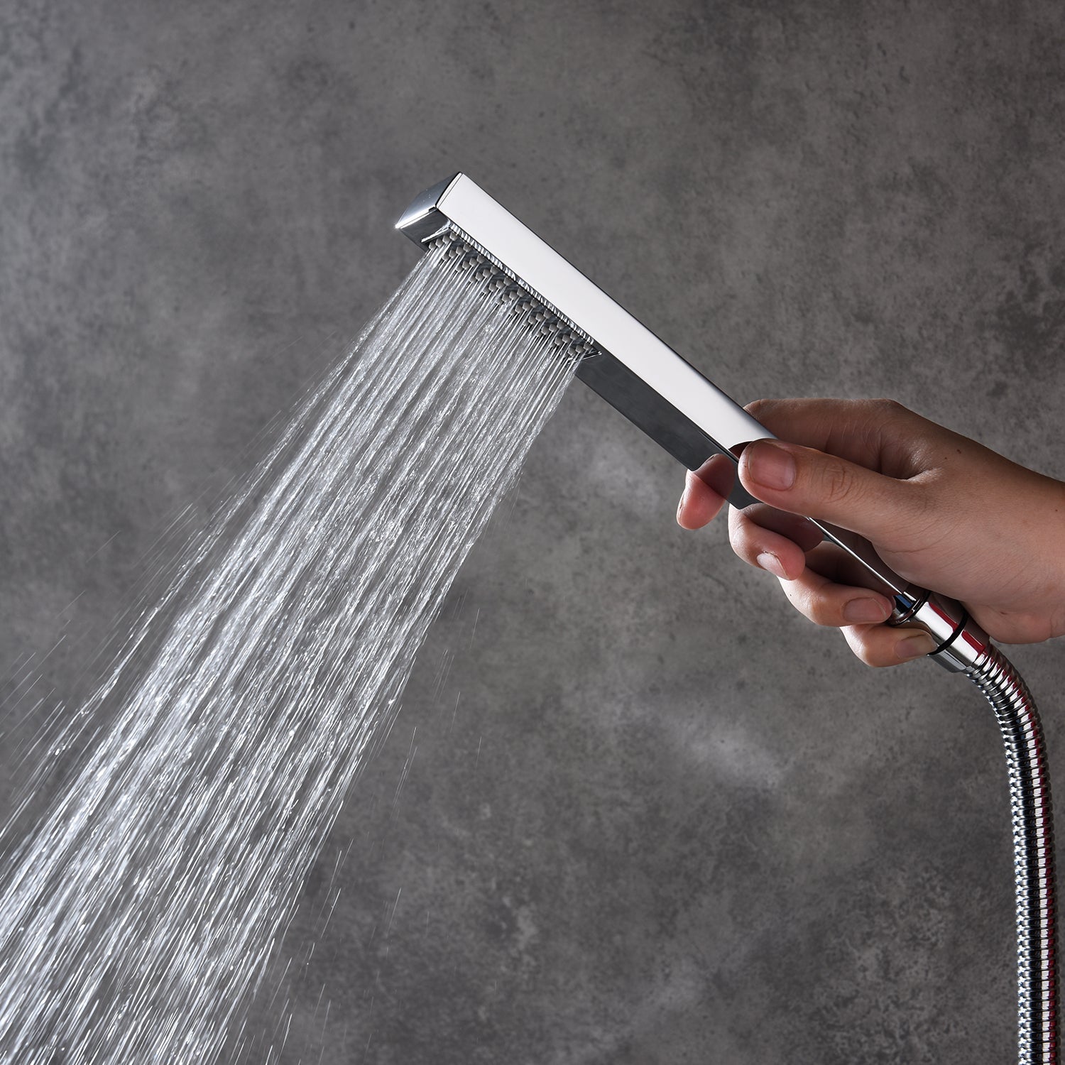 Grifo de ducha termostático de 3 vías con montaje en pared, luz LED cromada de 12 pulgadas, 6 chorros corporales y barra deslizante