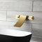 Grifo para lavabo de baño en cascada de montaje en pared en oro cepillado con desagüe emergente de latón y rebosadero