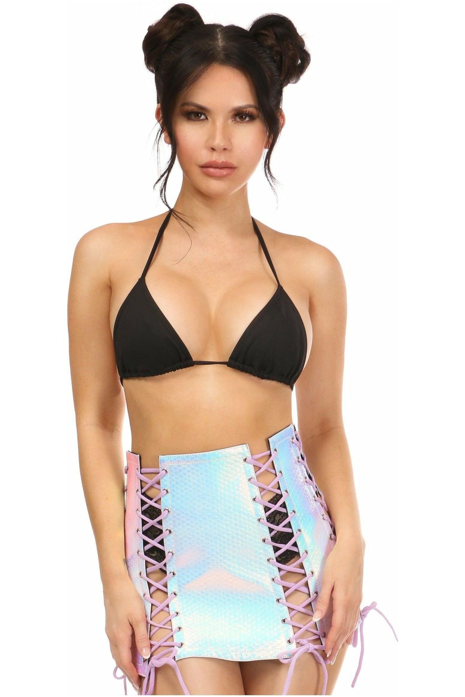 Mermaid Holo Lace-Up Skirt