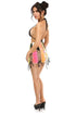 Yellow/Pink Holo Lace-Up Skirt