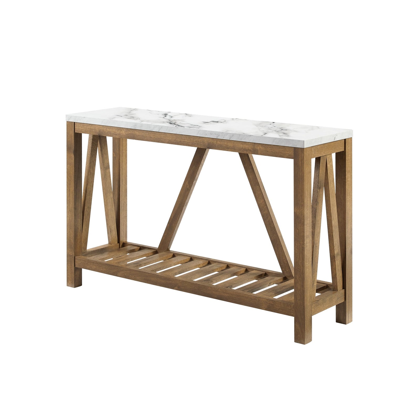 Mesa de entrada rústica con estructura en forma de A
