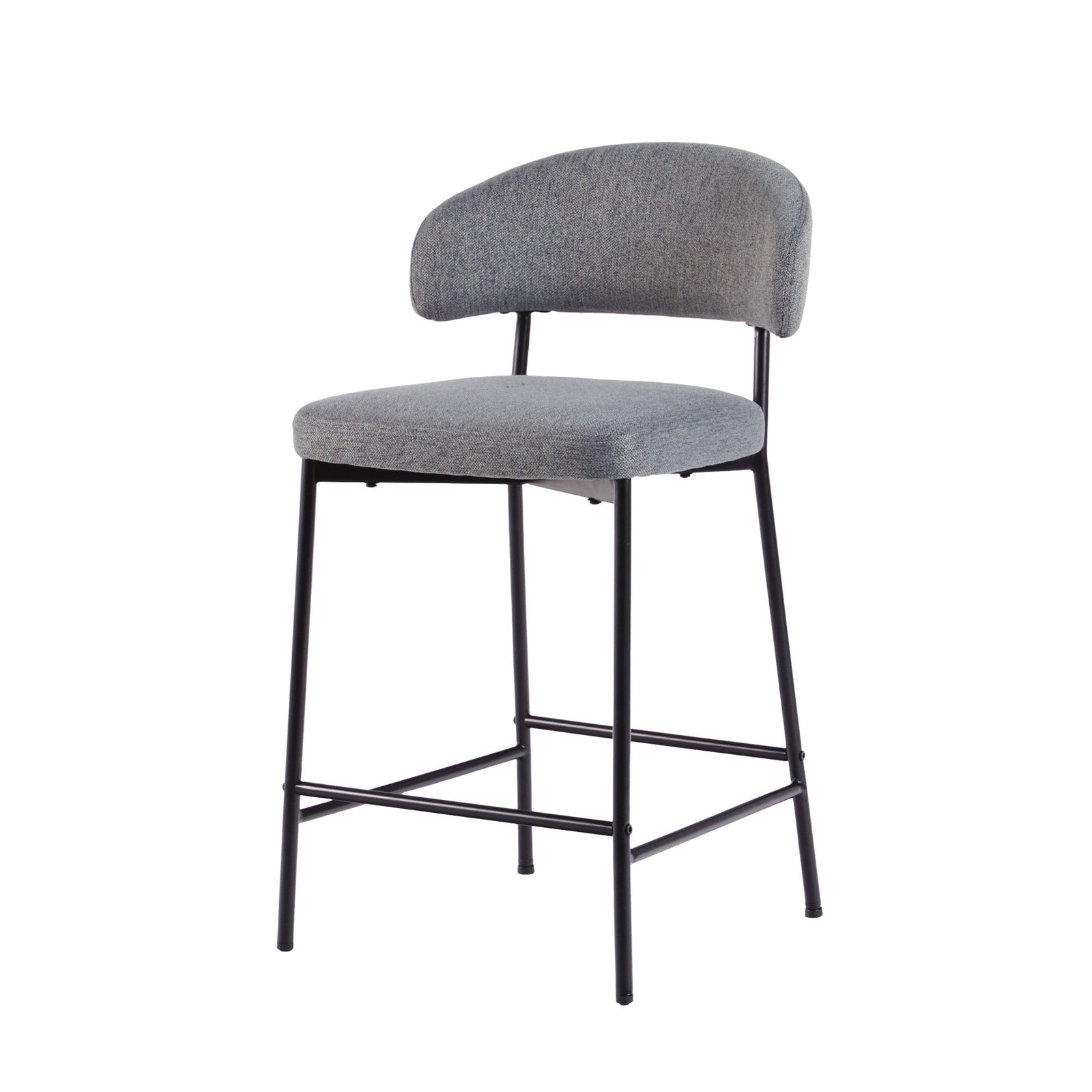 Taburete de bar curvo tapizado moderno Alexis, juego de 2