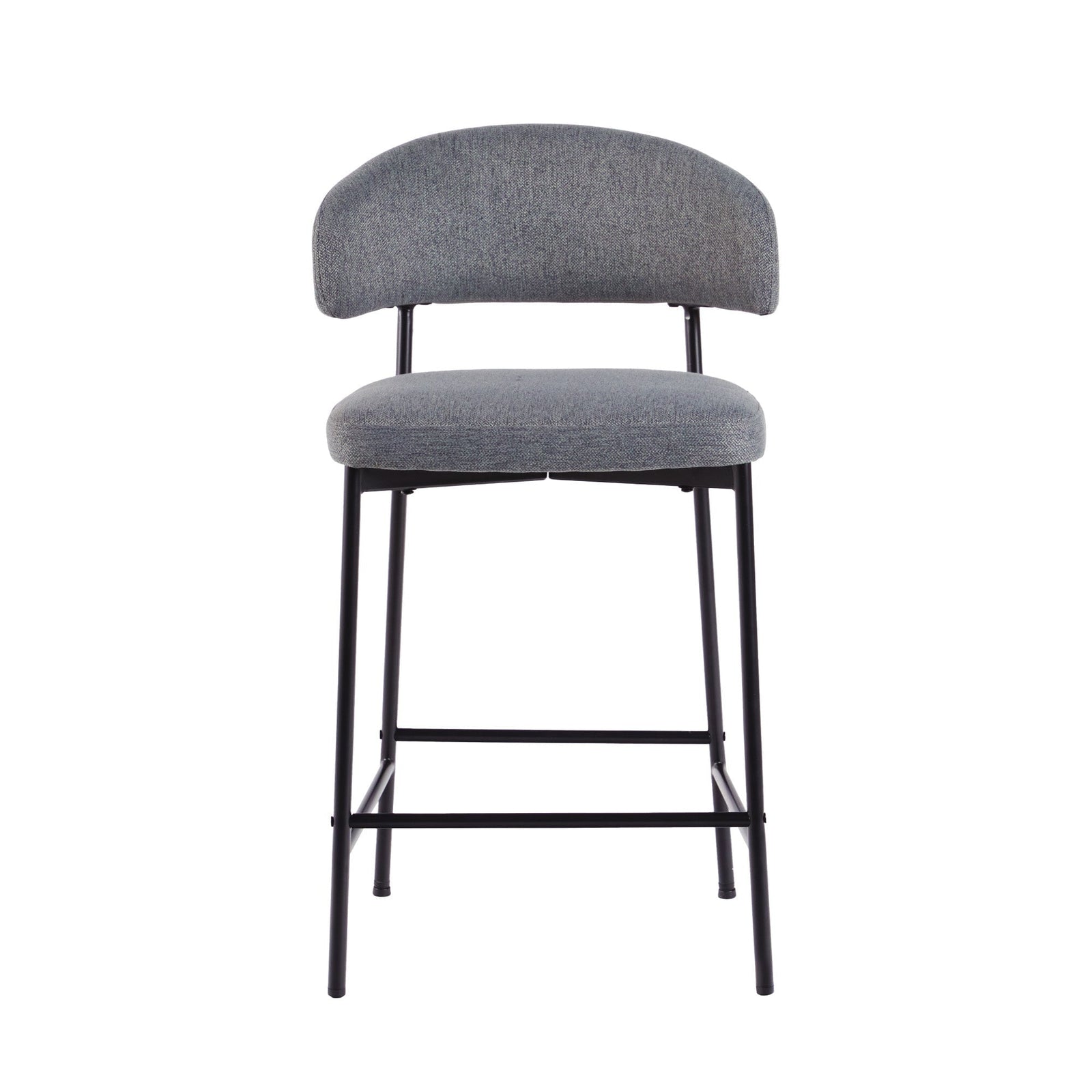 Taburete de bar curvo tapizado moderno Alexis, juego de 2