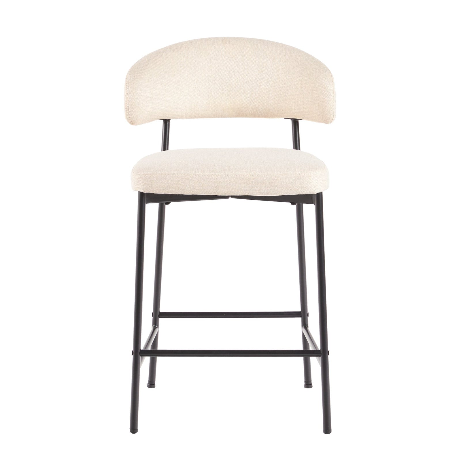 Taburete de bar curvo tapizado moderno Alexis, juego de 2