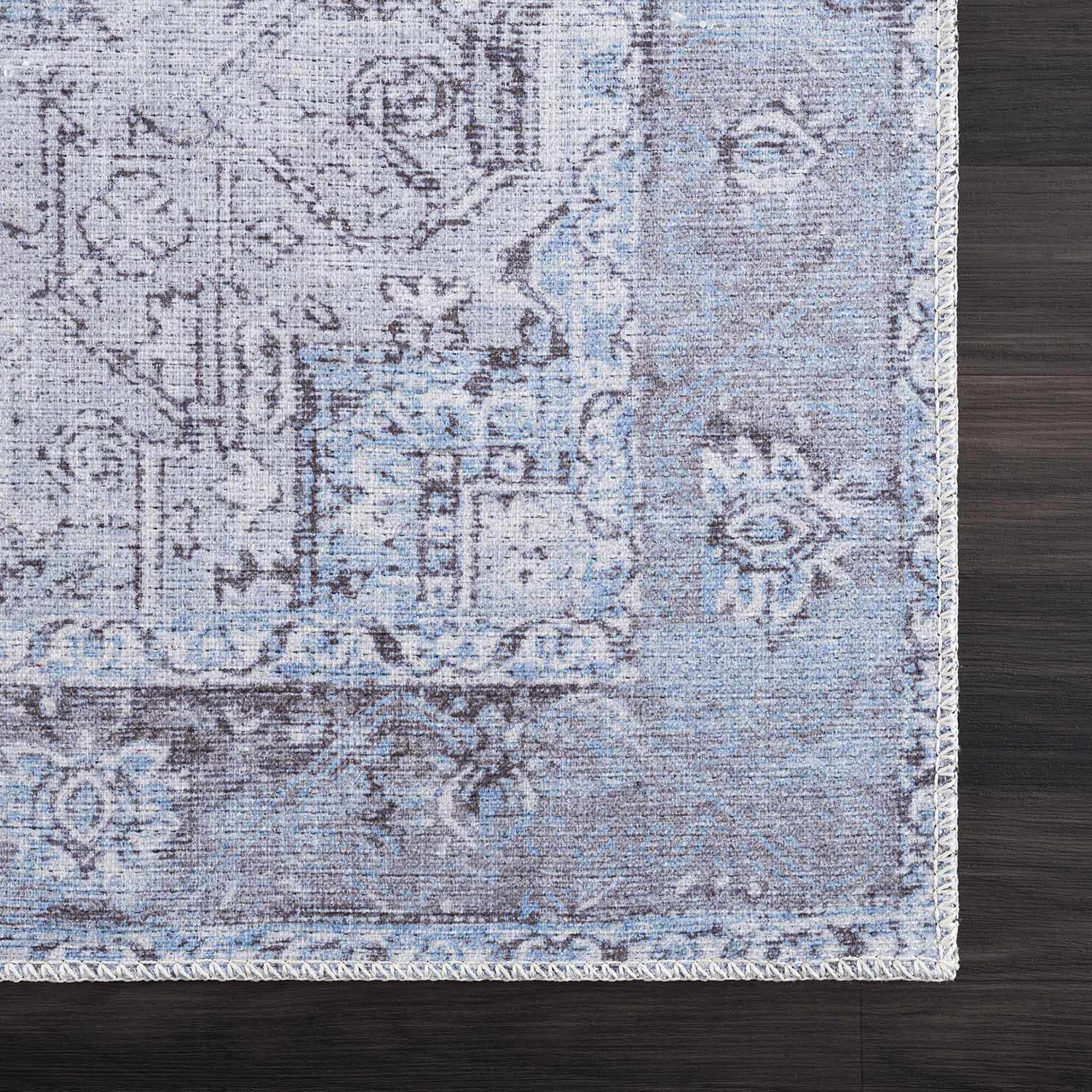 Alfombra lavable de pelo plano azul hielo - Liquidación